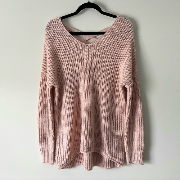 Mossimo Supply Co. Peach V-Neck Oversized Sweater - Picture 1 of 9